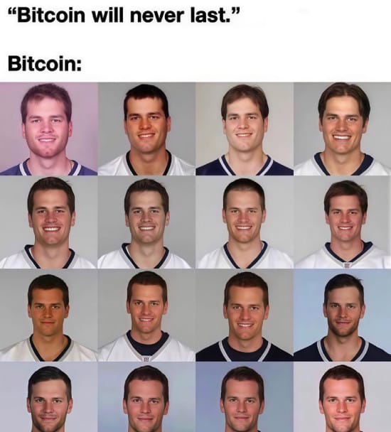 Meme about Bitcoin being long-lasting