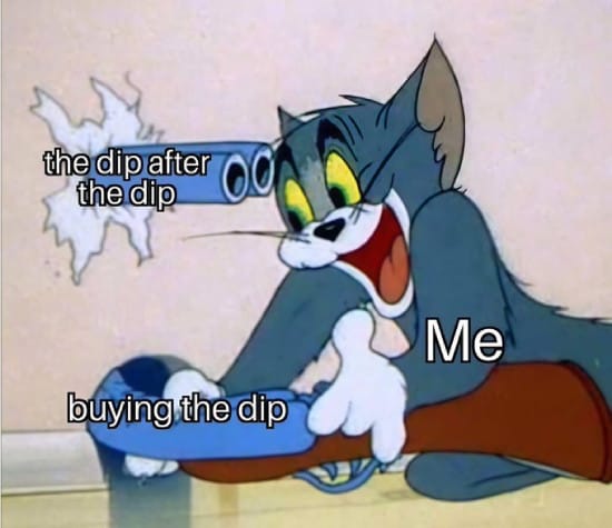 Meme about buying the dip, but there's the dip after the dip
