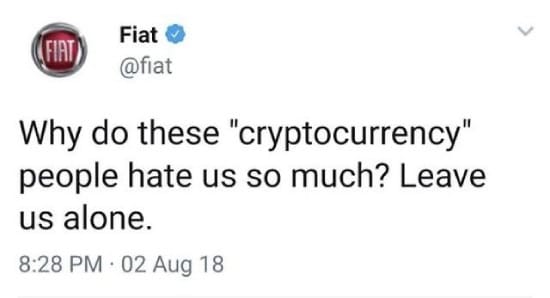 Meme about crypto people hating fiat