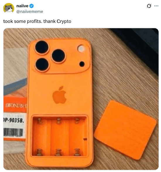 Meme about getting a fake iPhone with crypto profits