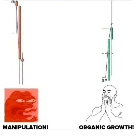 Meme about manipulation vs. organic growth