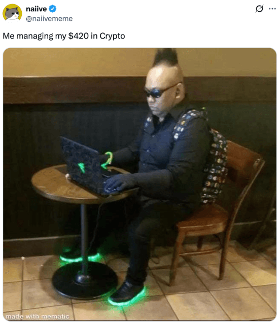 Meme about me managing crypto