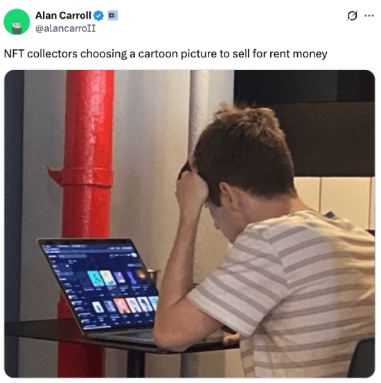 Meme about NFT collectors choosing a cartoon picture to sell Meme about NFT collectors choosing a cartoon picture to sell