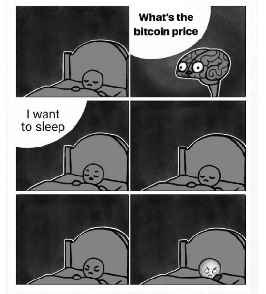 Meme about not sleeping because you have to check Bitcoin's price