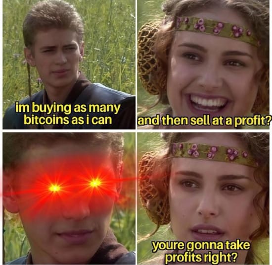 Meme about never taking profits