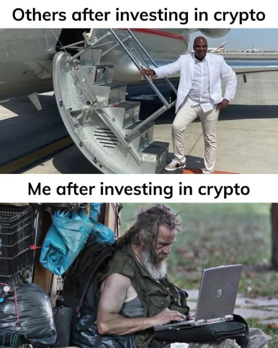 Meme about others vs me after investing in crypto