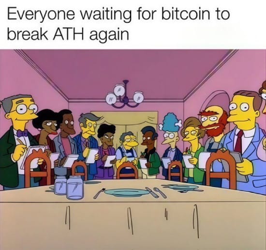 Meme about people waiting for a new Bitcoin all-time high