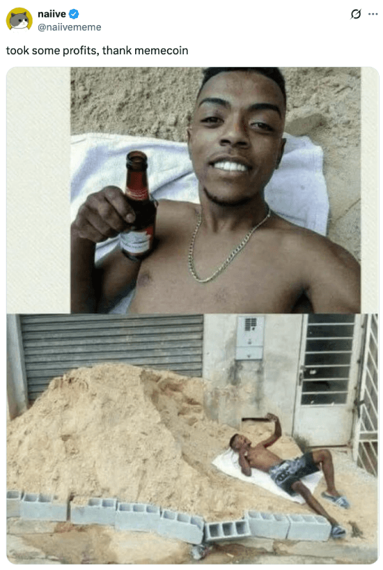 Meme about taking profits but still being broke