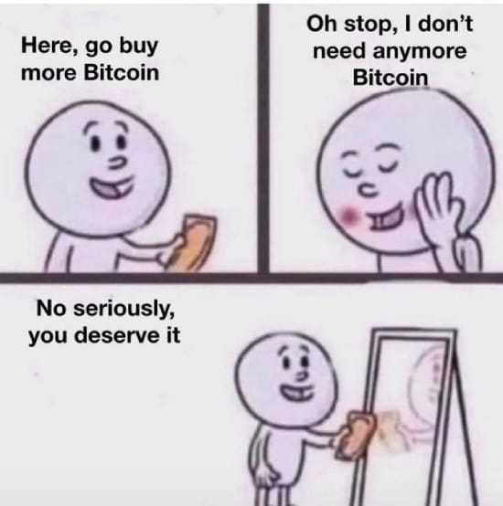 Meme about telling yourself to buy Bitcoin