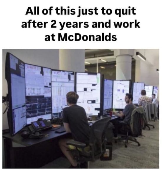 Meme about traders working at McDonald's