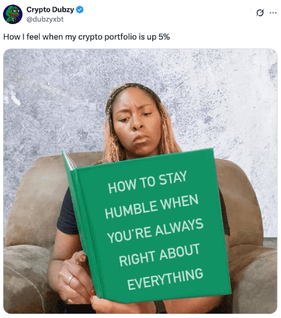 Meme about trying to stay humble when portfolio is up