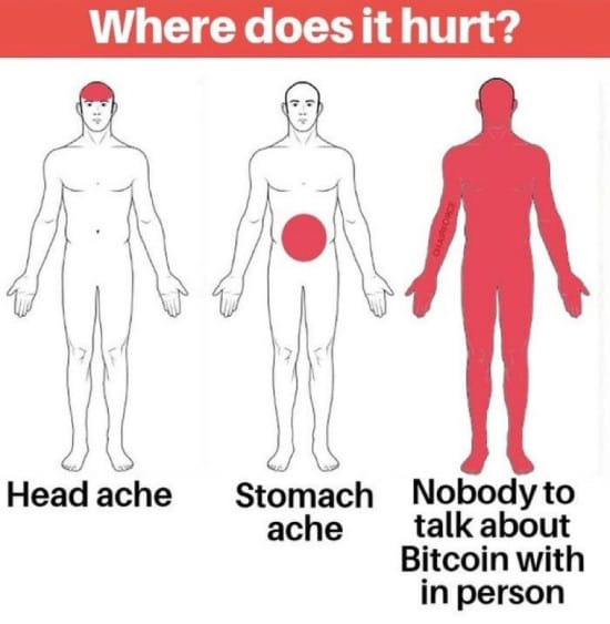 Nobody to talk about Bitcoin with hurts