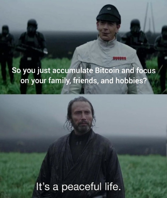 Peacefully accumulating Bitcoin