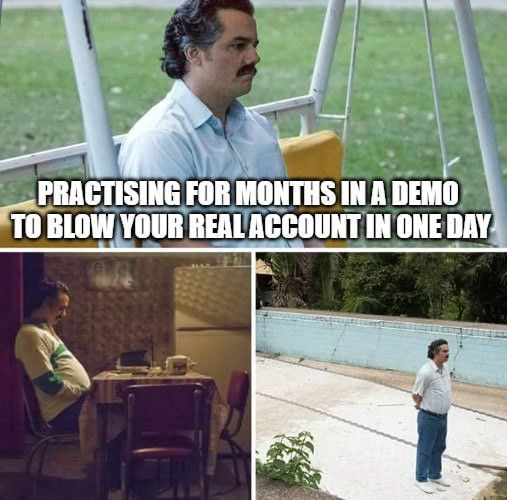 Practicing in demo to blow your real account