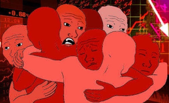 Red guys hugging