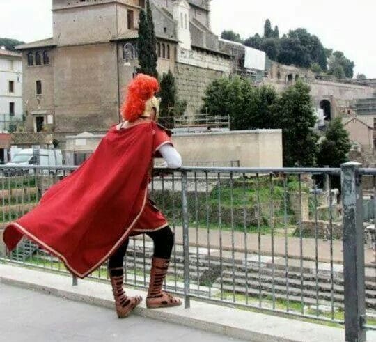 Roman looking at castle