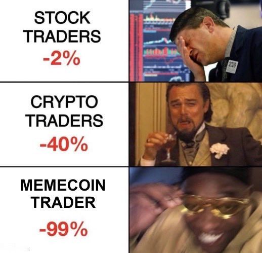 Stock vs. Crypto vs. Memecoin trader