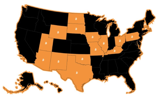 Strategic Bitcoin Reserves: US states map