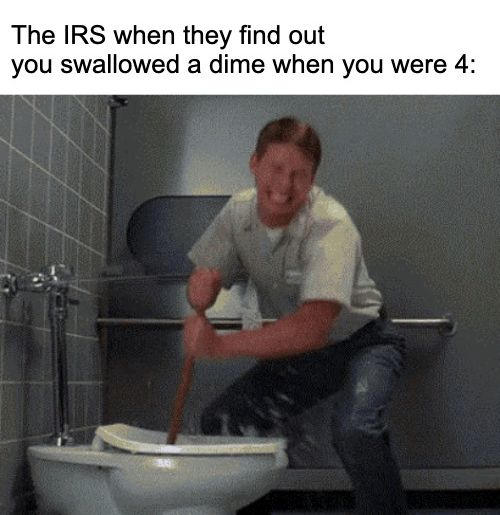 The IRS when looking for a dime meme