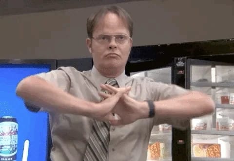 The Office meme: Dwight stretching