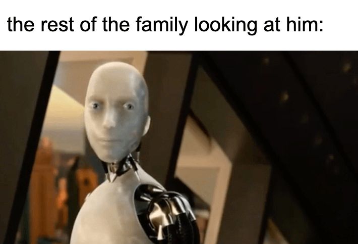 The rest of the family looking at him