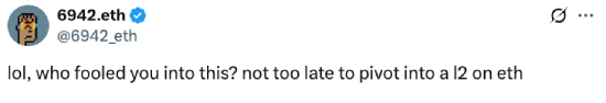 Tweet about Circle's decision not to go for an Ethereum L2