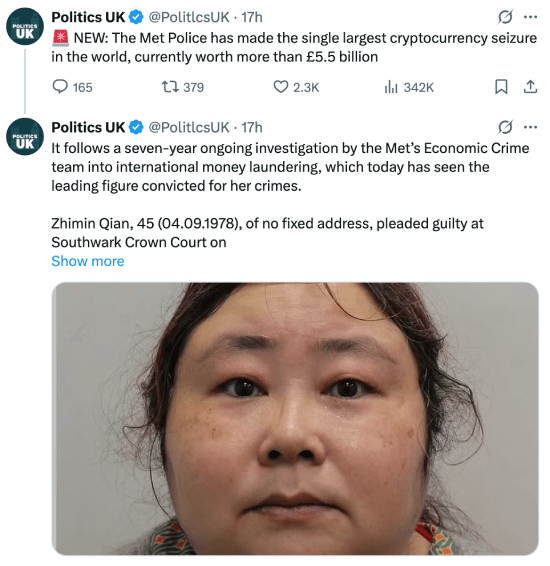 Tweet thread about Zhimin Qian's case