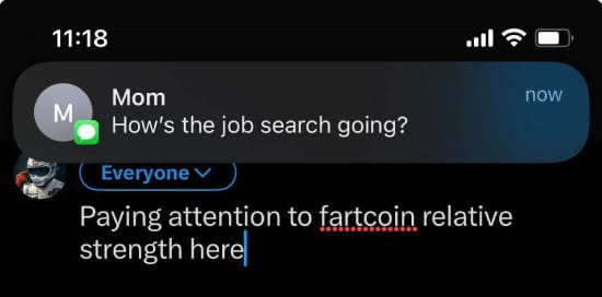 Watching Fartcoin instead of finding a job