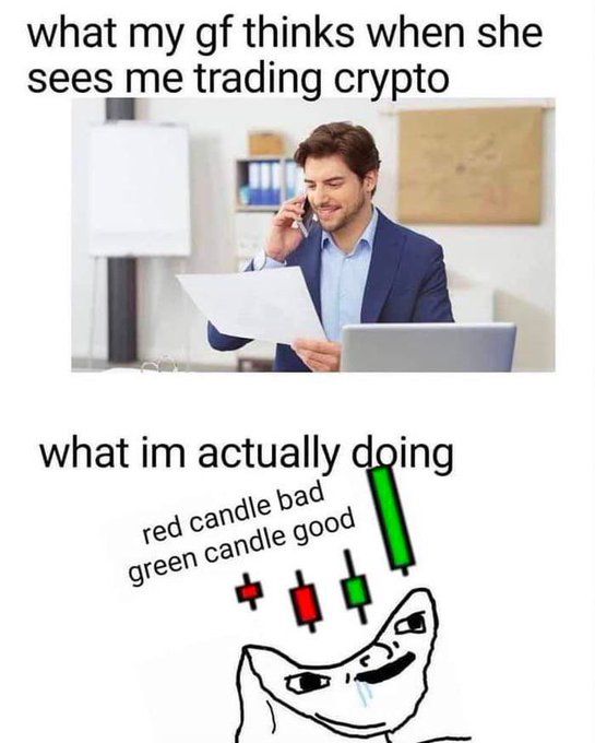 What my girlfriend sees when I'm trading vs reality
