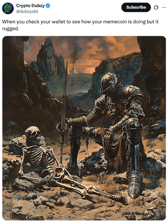 When you check your memecoin and it rugged