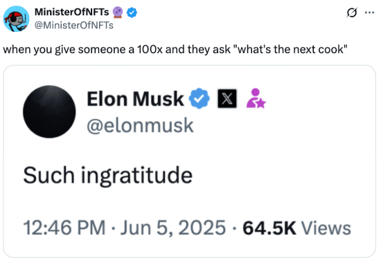 When you give someone a 100x and they're ungrateful