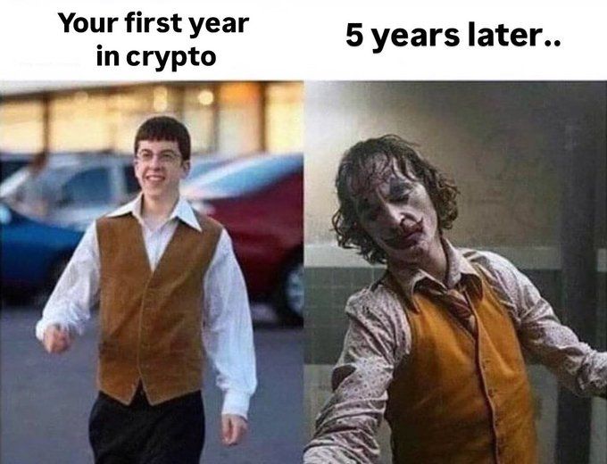 Your first year in crypto vs. 5 years later