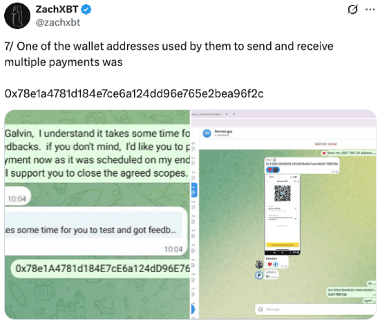 ZachXBT tweet about a North Korean hacker wallet