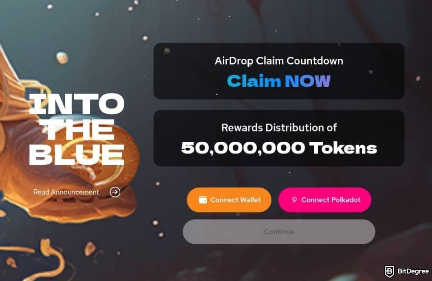 Manta airdrop guide: Into the Blue claim site.