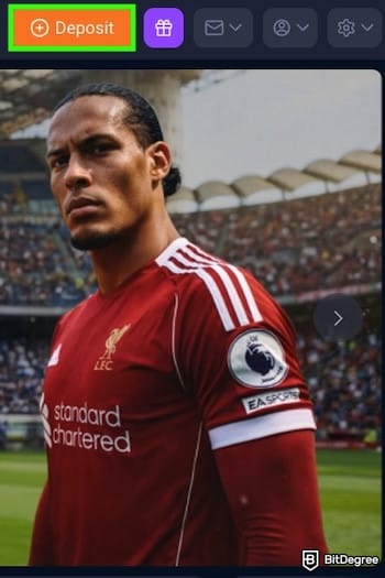 1xBit review: the [Deposit] button on 1xBit's homepage.