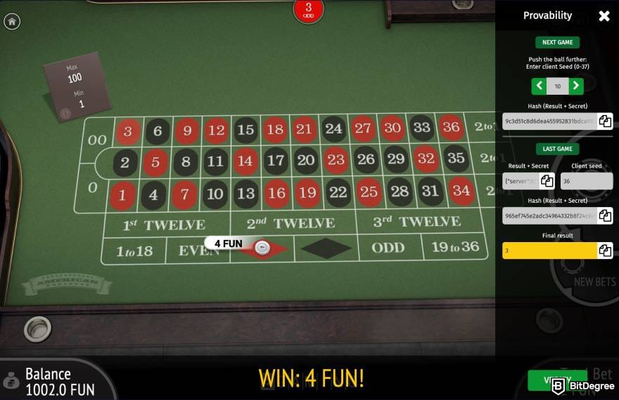 7Bit Casino review: the provability side panel on a 7Bit Casino game. 7Bit Casino review: the provability side panel on a 7Bit Casino game.