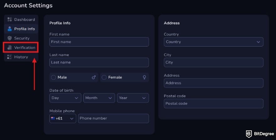 7Bit Casino review: 7Bit account settings page. 7Bit Casino review: 7Bit account settings page.