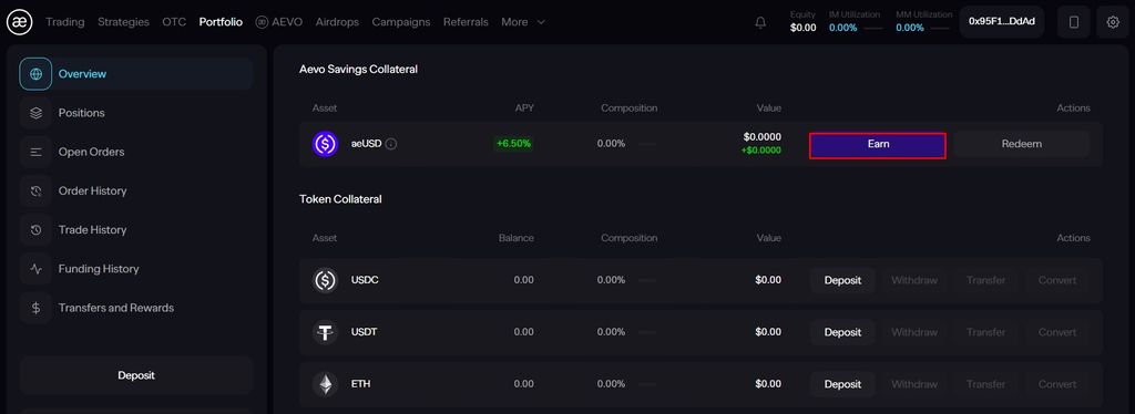 AEVO airdrop guide: earning aeUSD on Aevo.