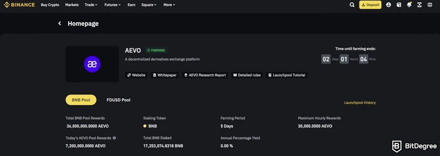 AEVO airdrop guide: AEVO airdrop on Binance Launchpad.