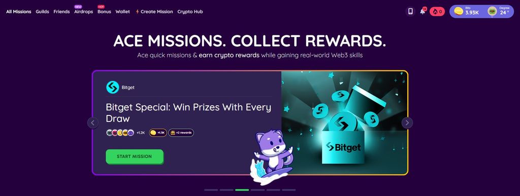 AEVO airdrop guide: the BitDegree Missions page.