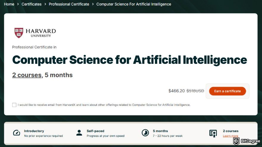 AI programming course: Computer Science for Artificial Intelligence.