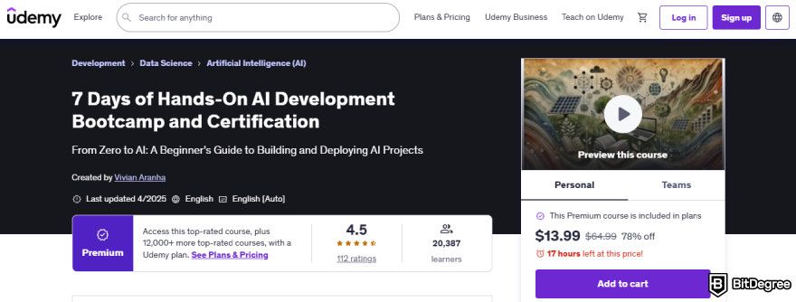 AI programming course: 7 Days of Hands-On AI Development Bootcamp and Certification.