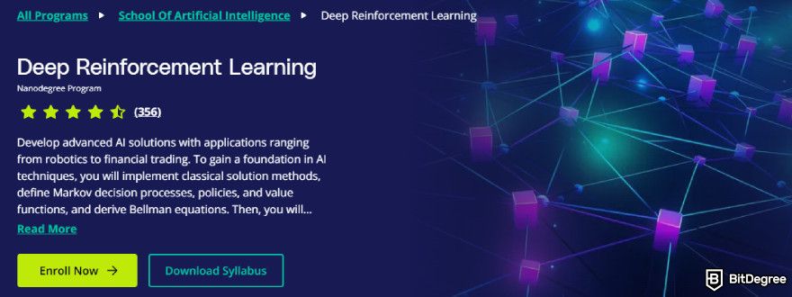 AI programming course: Deep Reinforcement Learning.