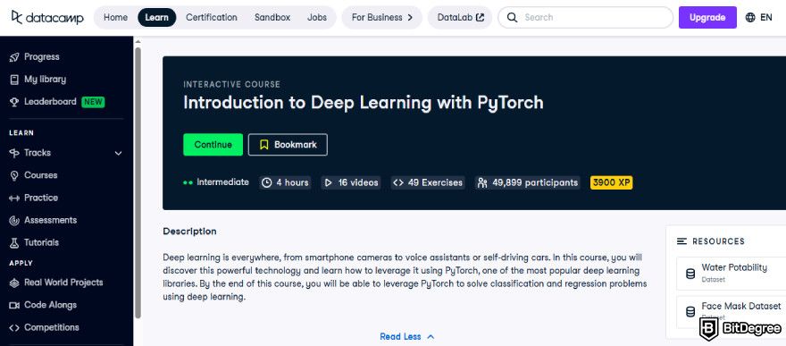 AI programming course: Introduction to Deep Learning with PyTorch.