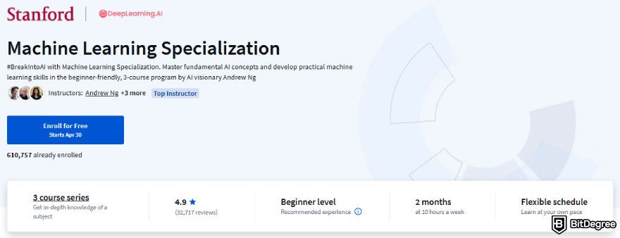 AI programming course: Machine Learning Specialization.