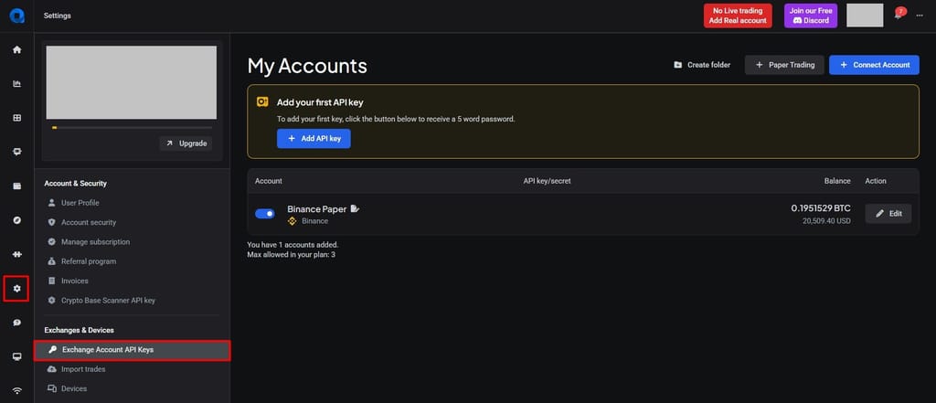 Altrady review: Exchange Account API Keys on Altrady.