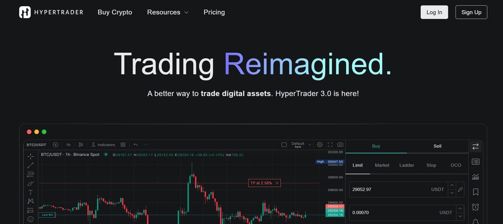 Altrady review: the HyperTrader homepage.