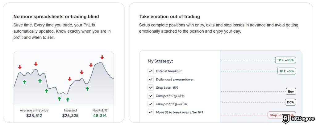 Altrady review: the trading and portfolio features on Altrady.