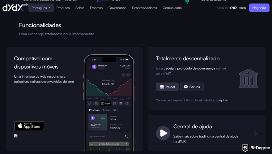 Análise do dYdX: compatível com dispositivos móveis, totalmente descentralizado e mais.