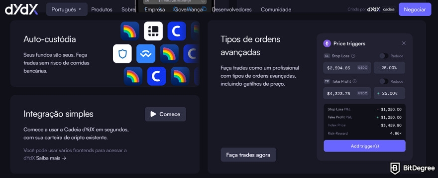Análise do dYdX: auto-custódia, integração simples e mais.